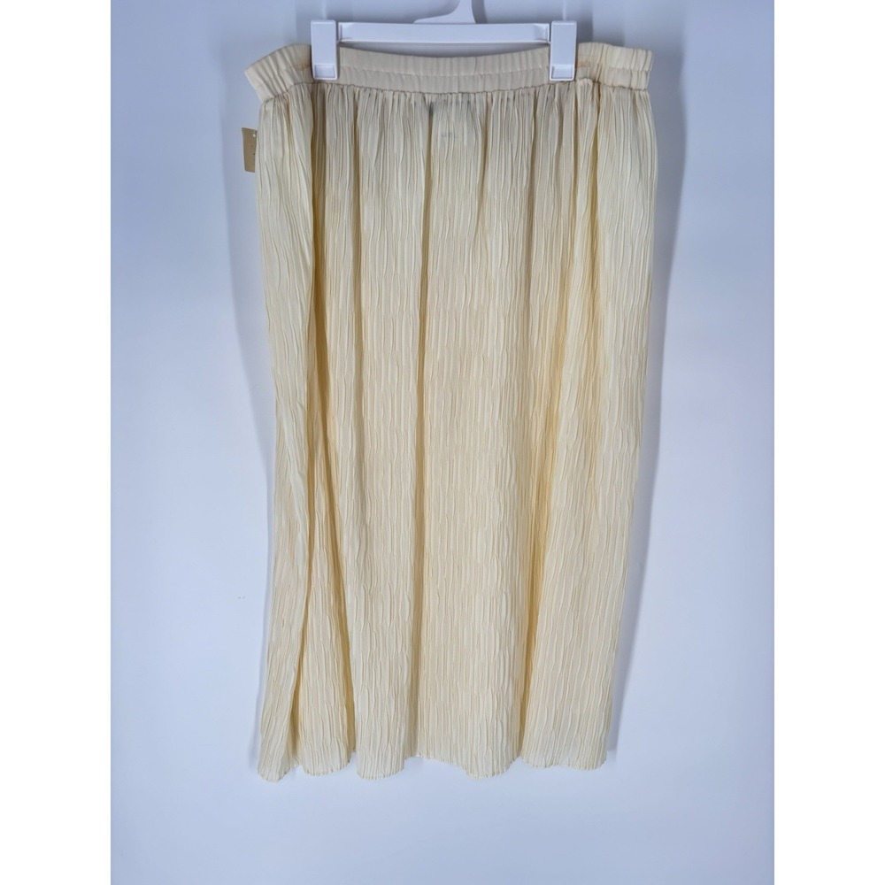 Vintage J Jill Ltd XL Crinkle Skirt Cream Ivory Maxi Boho Lagenlook 90s